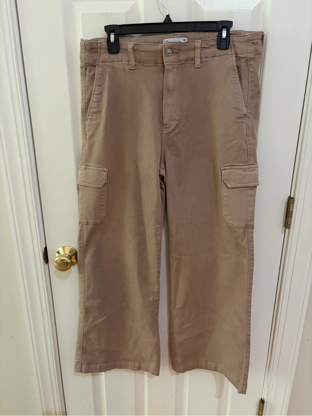 PAIGE Women's Cargo Wide Leg Pants Size 31 Taupe Beige Stretch Utility Pants